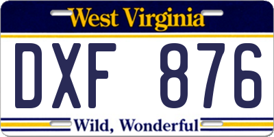 WV license plate DXF876