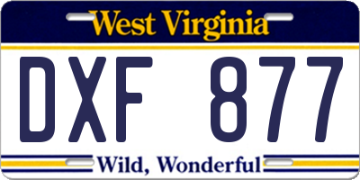 WV license plate DXF877