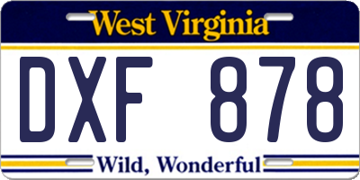 WV license plate DXF878