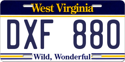 WV license plate DXF880