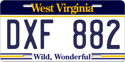 WV license plate DXF882