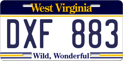 WV license plate DXF883