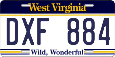 WV license plate DXF884