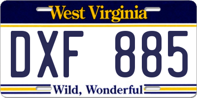 WV license plate DXF885