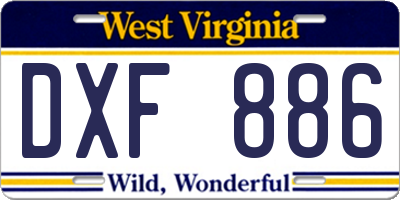 WV license plate DXF886