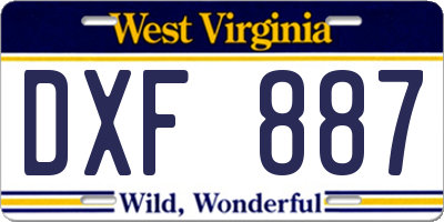 WV license plate DXF887