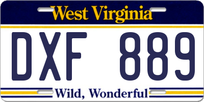 WV license plate DXF889