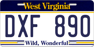 WV license plate DXF890