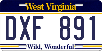WV license plate DXF891