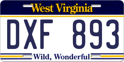 WV license plate DXF893