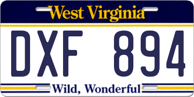 WV license plate DXF894