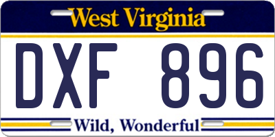 WV license plate DXF896