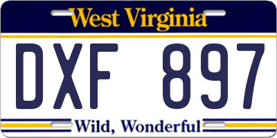 WV license plate DXF897