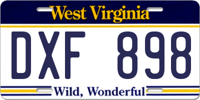 WV license plate DXF898