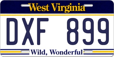 WV license plate DXF899