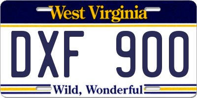 WV license plate DXF900