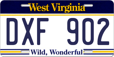 WV license plate DXF902