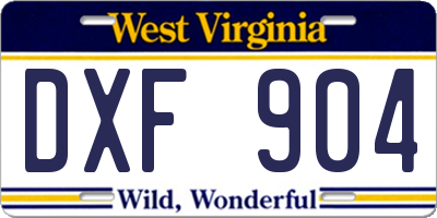 WV license plate DXF904