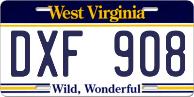 WV license plate DXF908