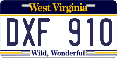 WV license plate DXF910