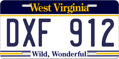 WV license plate DXF912