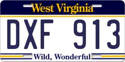 WV license plate DXF913
