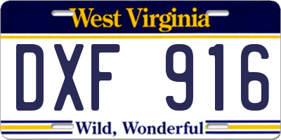 WV license plate DXF916