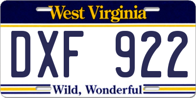 WV license plate DXF922