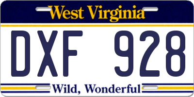 WV license plate DXF928