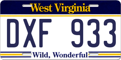 WV license plate DXF933