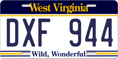 WV license plate DXF944
