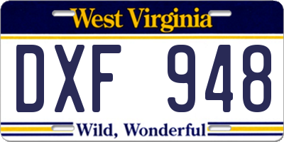 WV license plate DXF948