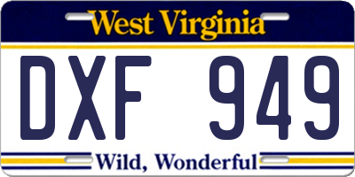 WV license plate DXF949