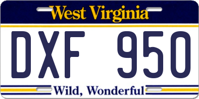 WV license plate DXF950