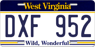 WV license plate DXF952