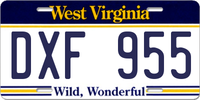 WV license plate DXF955
