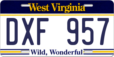 WV license plate DXF957