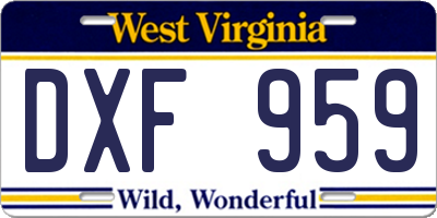 WV license plate DXF959