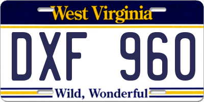WV license plate DXF960