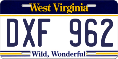 WV license plate DXF962