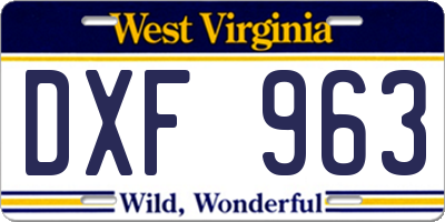 WV license plate DXF963