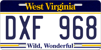WV license plate DXF968