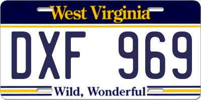 WV license plate DXF969