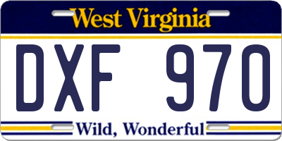 WV license plate DXF970