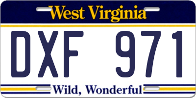 WV license plate DXF971
