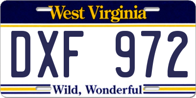 WV license plate DXF972