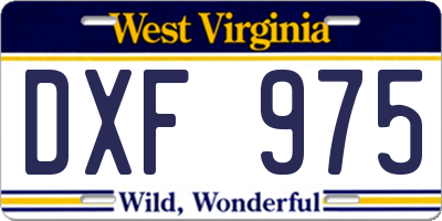 WV license plate DXF975
