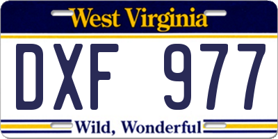 WV license plate DXF977