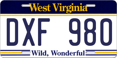 WV license plate DXF980