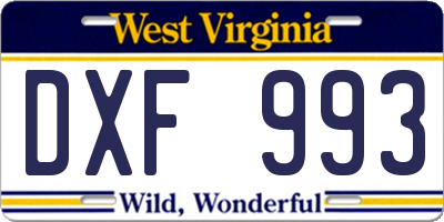 WV license plate DXF993